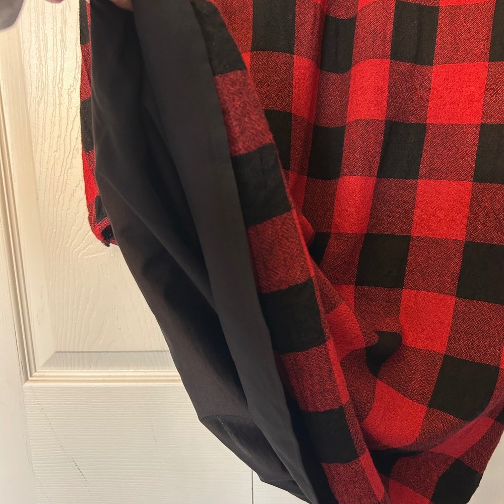 Madewell Red Black Buffalo Plaid Long Sleeve Tie Neck Tunic‎ Dress Size M - Picture 7 of 7